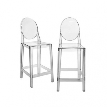 Set 2 barových židlí One More v. 65 cm transparentní čirá, Kartell