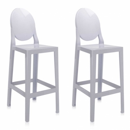 Set 2 barových židlí One More v. 75 cm bílá, Kartell