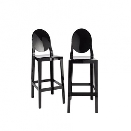 Set 2 barových židlí One More v. 65 černá, Kartell
